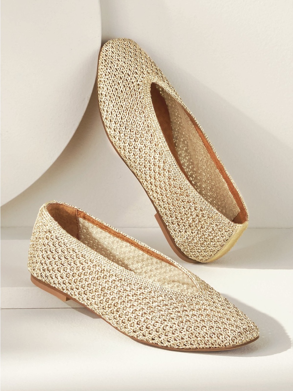 Kelsi Dagger Freya Gold Mesh Ballet Flats Size 8 NEW WITHOUT BOX NWOB